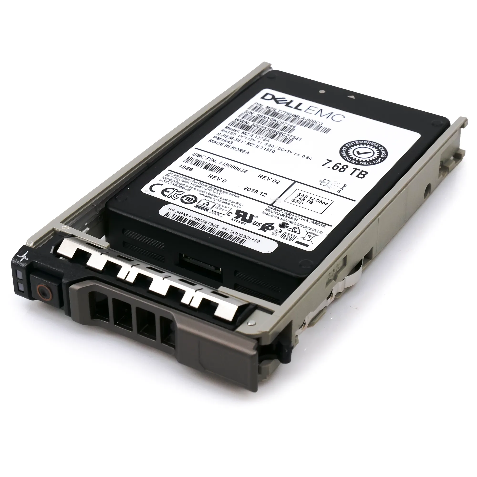 Dell EMC 118000634 G13 7.68TB SAS 12Gb/s 512e 1DWPD 2.5in Recertified Solid State Drive