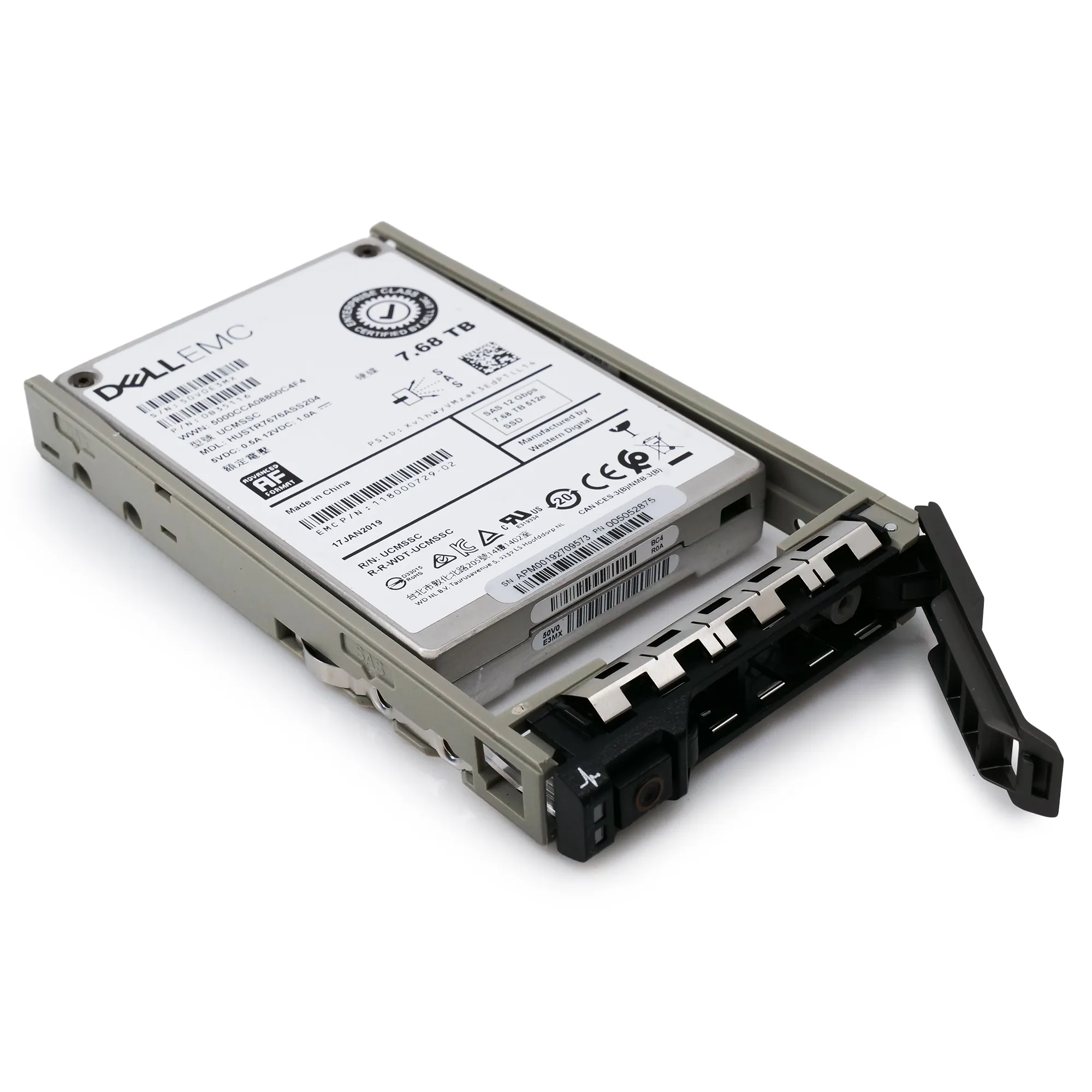 Dell EMC G13 HUSTR7676ASS204 0B35116 7.68TB SAS 12Gb/s 512e 1DWPD Read Intensive 2.5in Solid State Drive