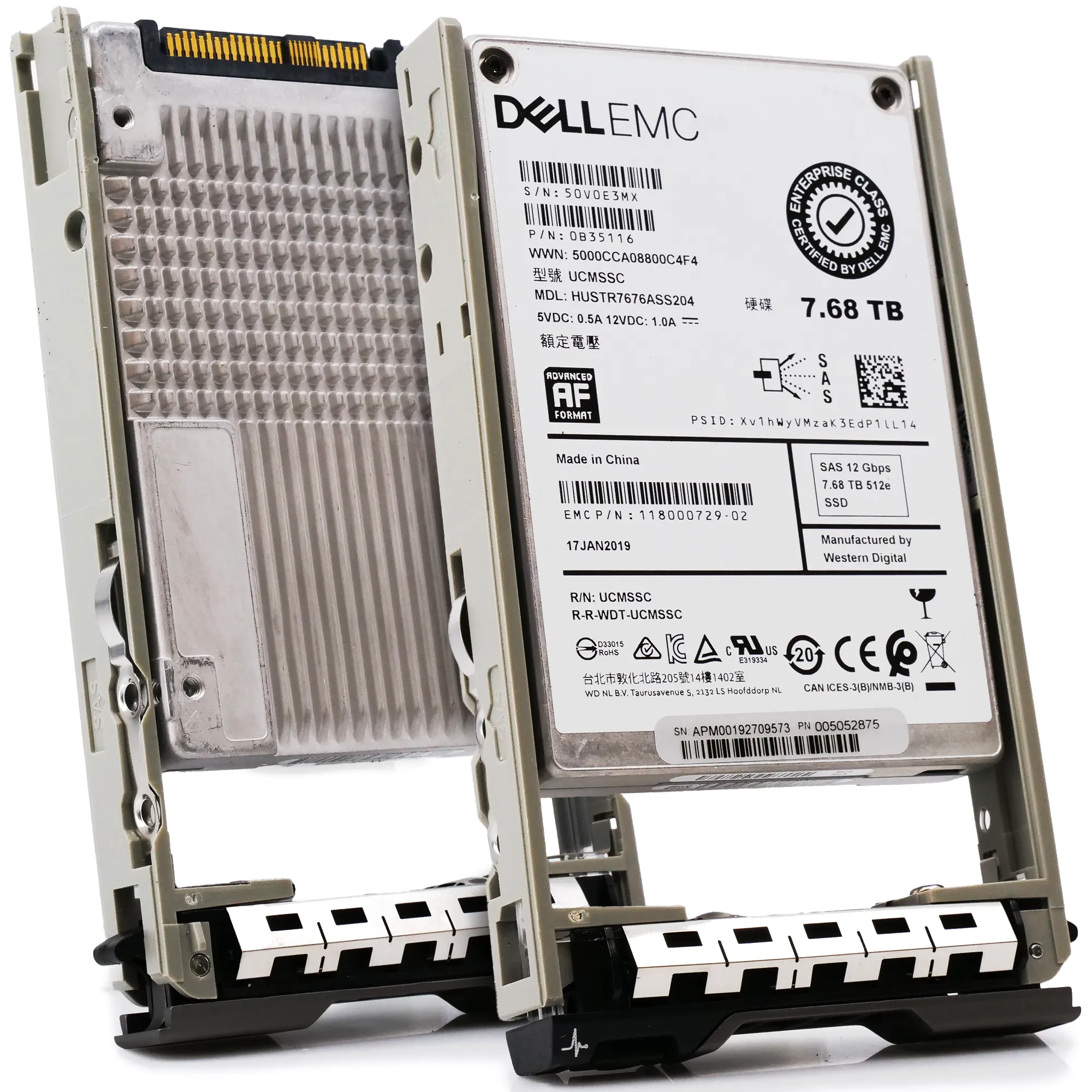 Dell EMC G13 HUSTR7676ASS204 0B35116 7.68TB SAS 12Gb/s 512e 1DWPD Read Intensive 2.5in Solid State Drive