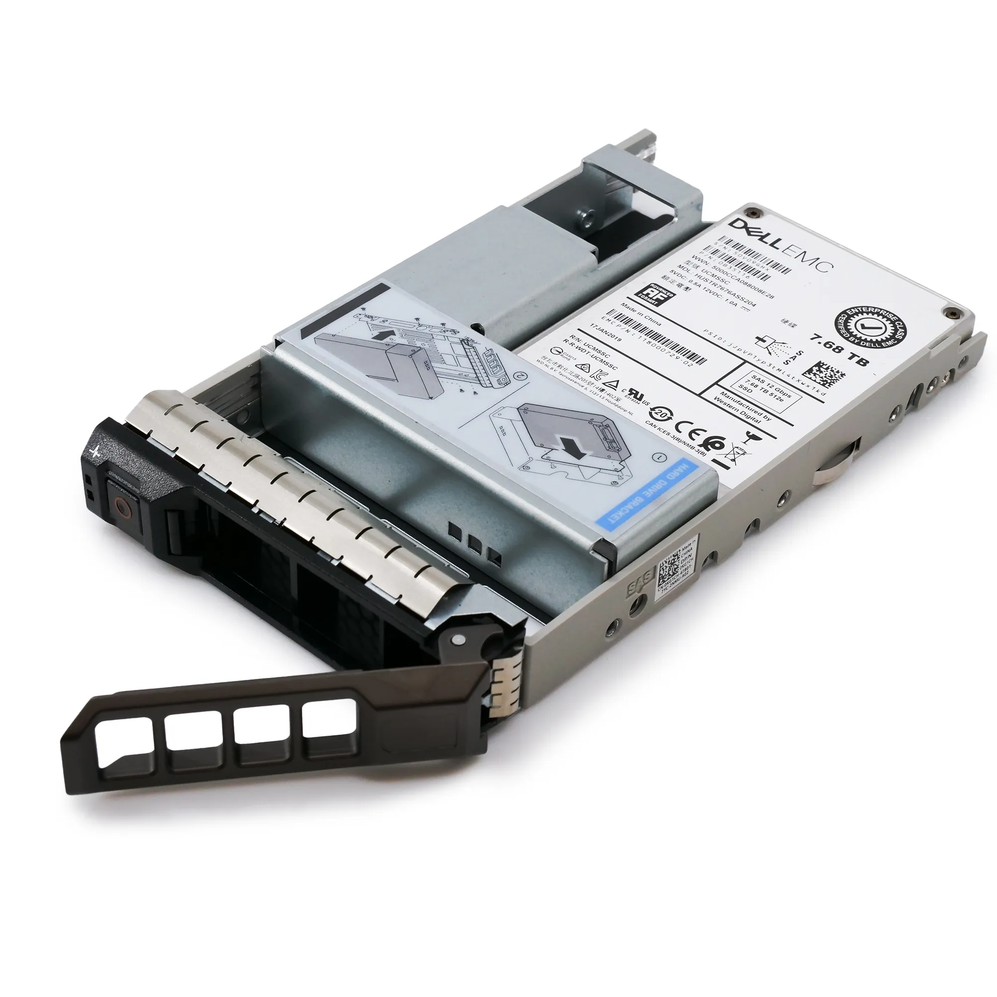 Dell EMC G13 HUSTR7676ASS204 0B35116 7.68TB SAS 12Gb/s 512e 1DWPD Read Intensive 3.5in Solid State Drive