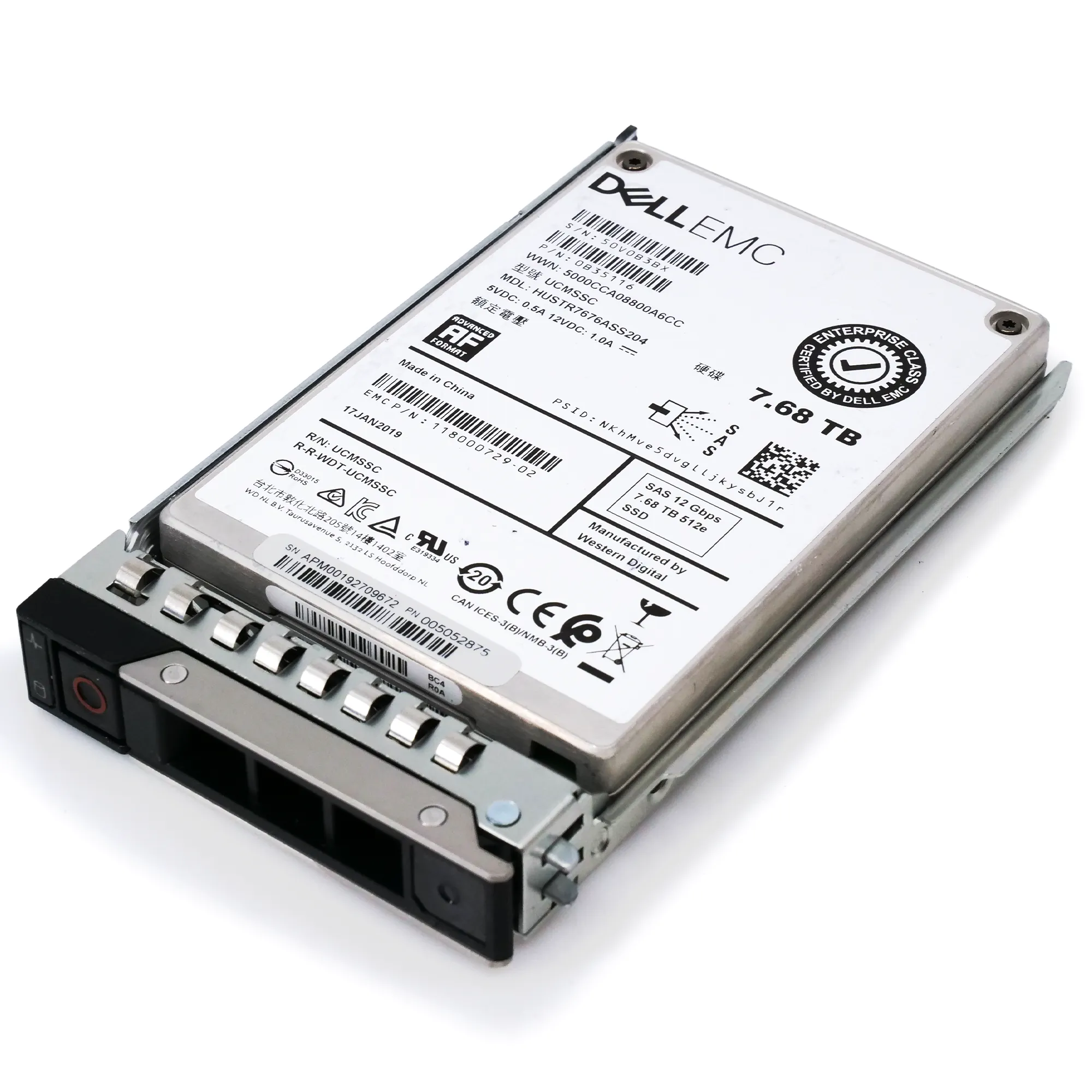 Dell EMC G14 HUSTR7676ASS204 0B35116 7.68TB SAS 12Gb/s 512e 1DWPD Read Intensive 2.5in Solid State Drive