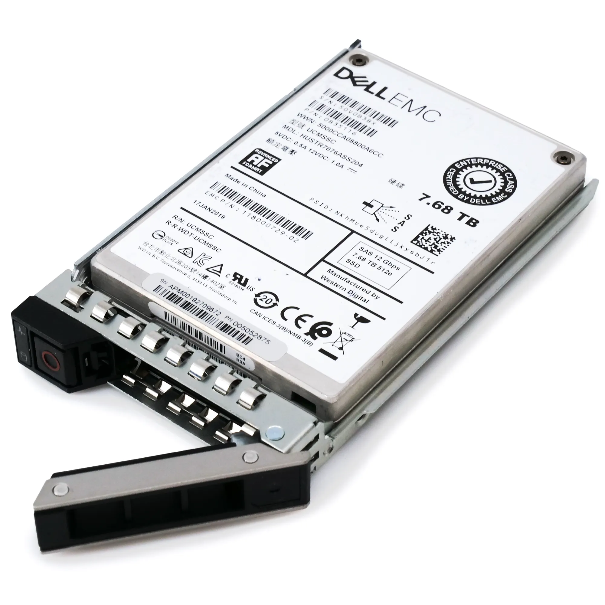 Dell EMC G14 HUSTR7676ASS204 0B35116 7.68TB SAS 12Gb/s 512e 1DWPD Read Intensive 2.5in Solid State Drive