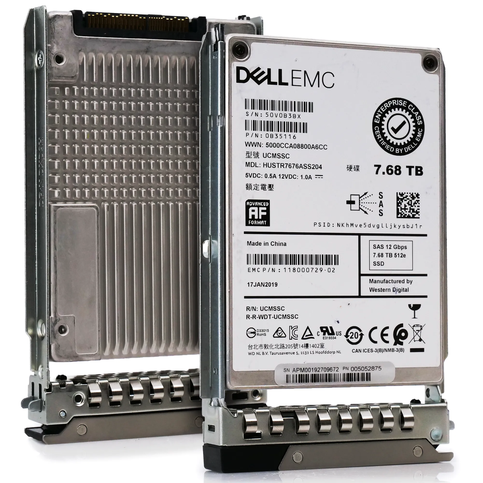 Dell EMC G14 HUSTR7676ASS204 0B35116 7.68TB SAS 12Gb/s 512e 1DWPD Read Intensive 2.5in Solid State Drive