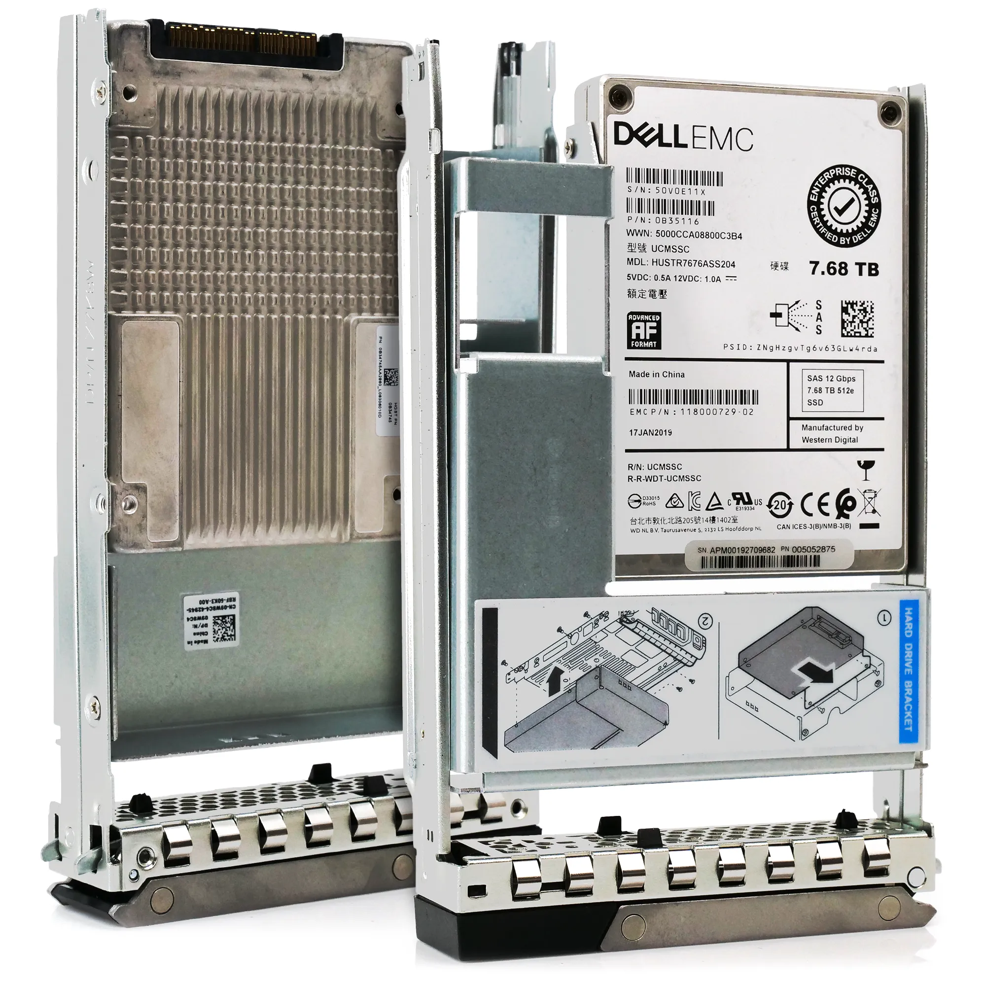 Dell EMC G14 HUSTR7676ASS204 0B35116 7.68TB SAS 12Gb/s 512e 1DWPD Read Intensive 3.5in Recertified Solid State Drive