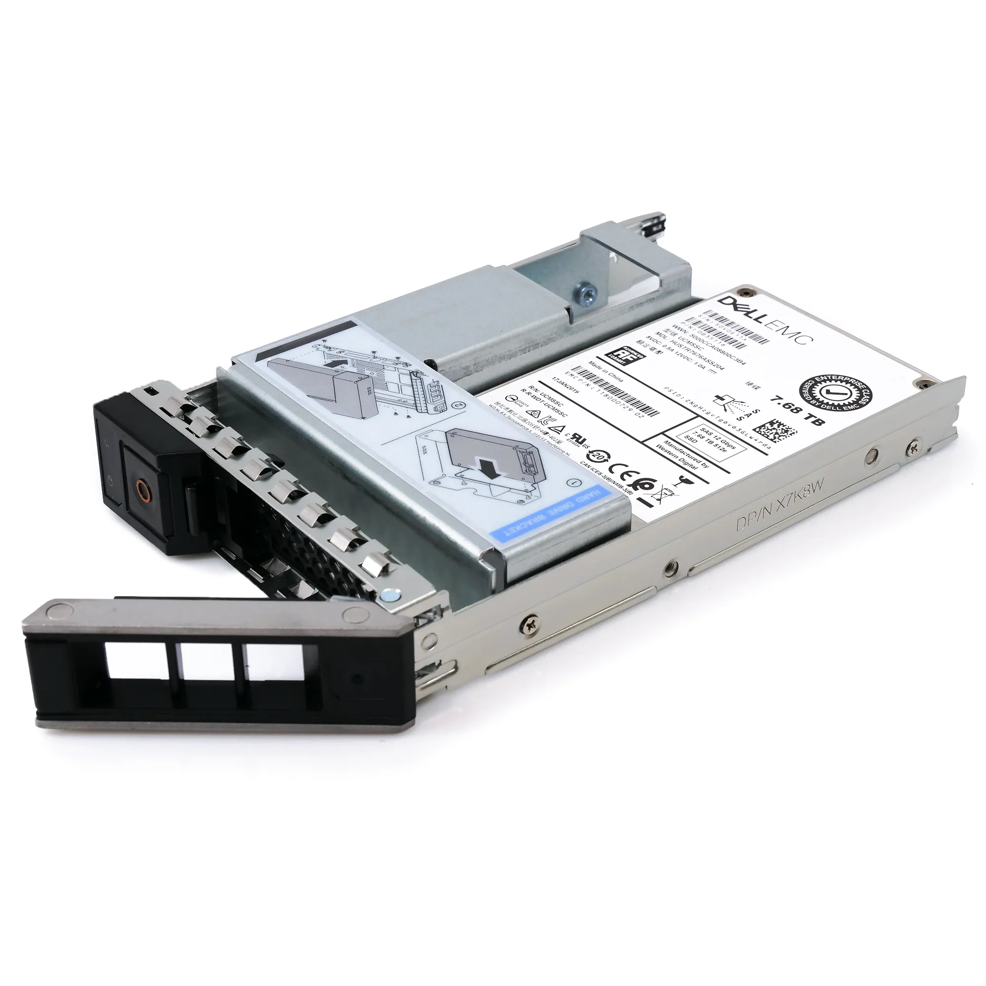 Dell EMC G14 HUSTR7676ASS204 0B35116 7.68TB SAS 12Gb/s 512e 1DWPD Read Intensive 3.5in Recertified Solid State Drive