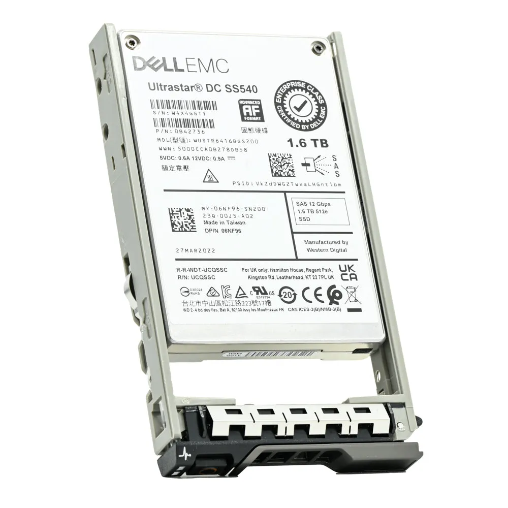 Dell G13 6NF96 WUSTR6416BSS200 1.6TB SAS 12Gb/s 3DWPD Mixed Use 2.5in Solid State Drive