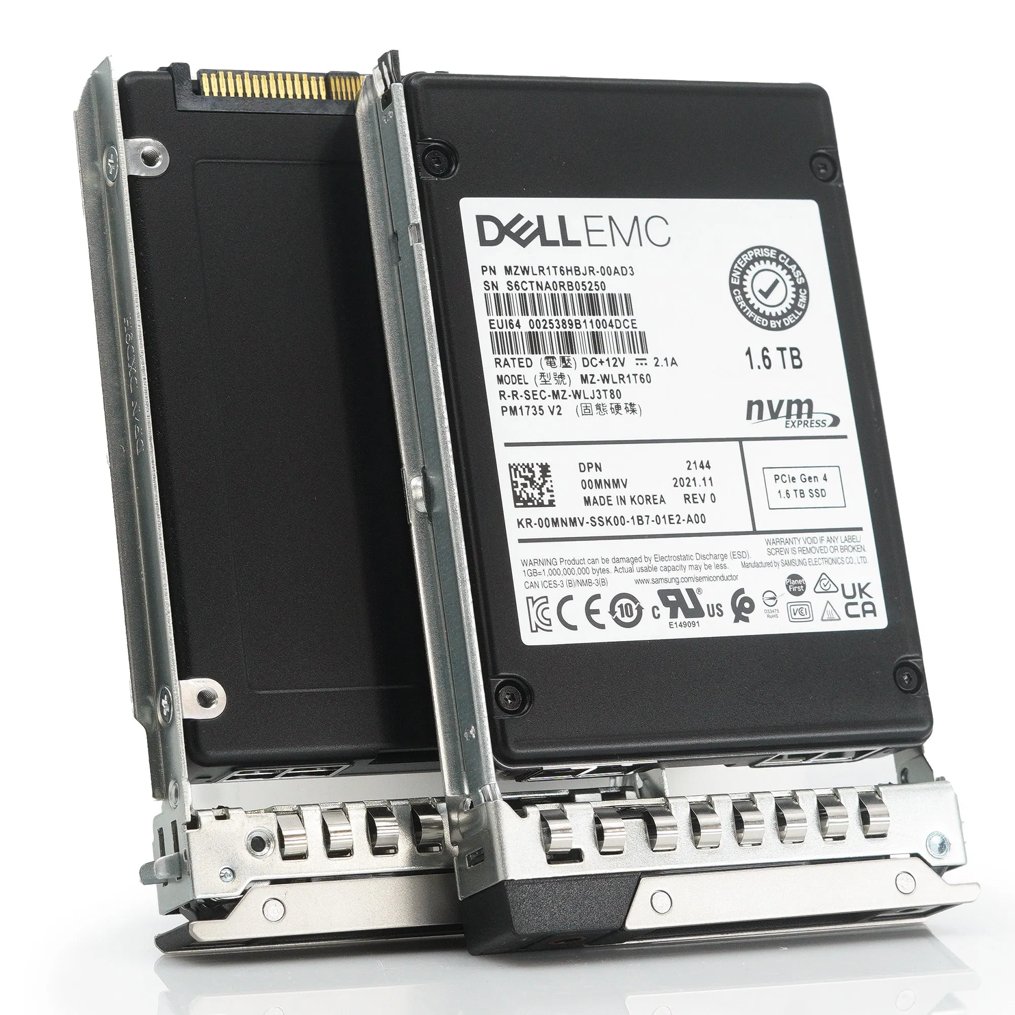 Dell G14 0MNMV MZWLR1T6HBJR 1.6TB PCIe Gen 4.0 x4 3D TLC 3DWPD Mixed Use U.2 NVMe 2.5in Refurbished SSD