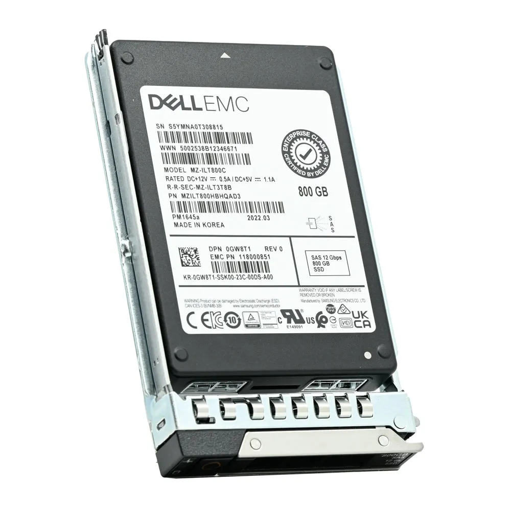 Dell G14 GW8T1 MZILT800HBHQAD3 800GB SAS 12Gb/s 3DWPD Mixed Use 2.5in Solid State Drive