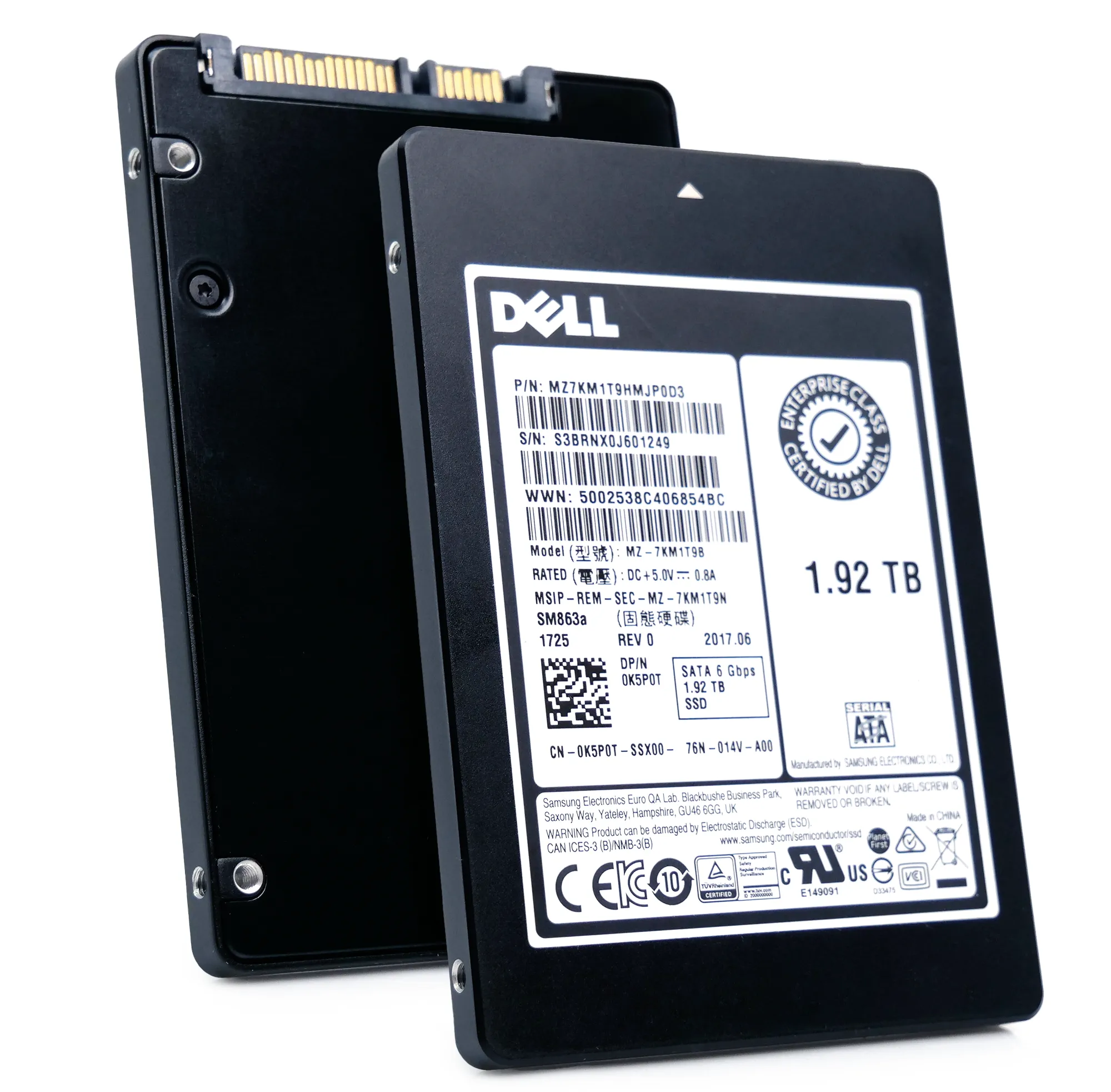 Dell/Samsung SM863a MZ7KM1T9HMJP0D3 0K5P0T 1.92TB SATA 6Gb/s Mixed Use V-NAND 2.5in Solid State Drive