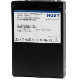 HGST SN100 HUSPR3216ADP301 0T00837 1.6TB PCIe Gen 3.0 x4 U.2 NVMe 2.5in Refurbished SSD