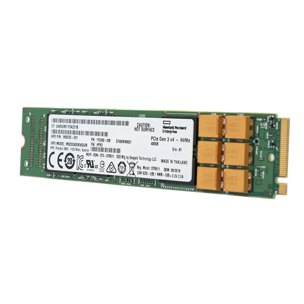 HP MS000400KWDUR 869255-001 400GB PCIe Gen 3.0 x4 4GB/s Mixed Use MLC M.2 22110 Recertified Solid State Drive