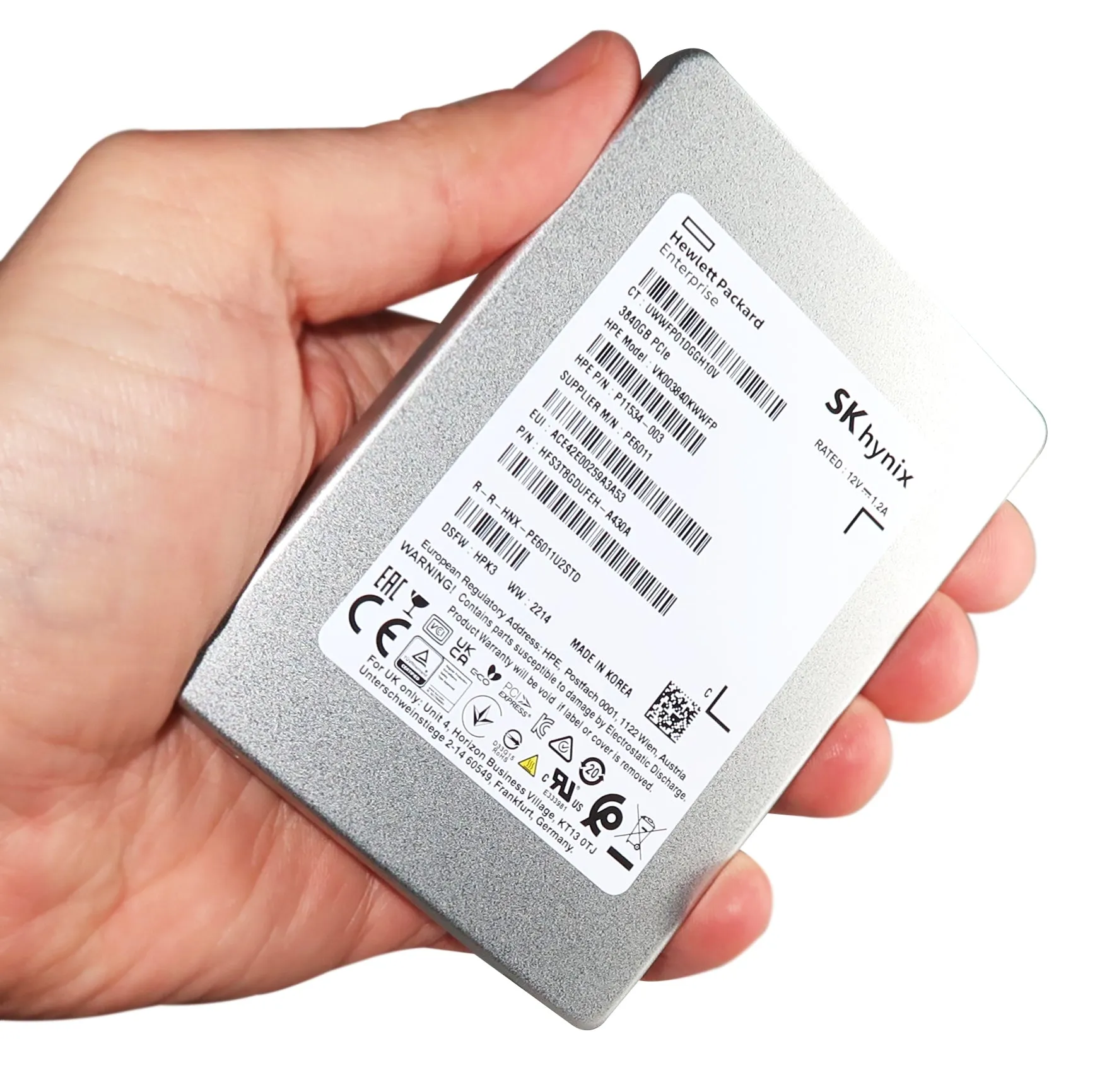 HP / SK Hynix PE6011 P11534-003 3.84TB PCIe Gen 3.0 x4 4GB/s 3D TLC U.2 NVMe 2.5in Solid State Drive