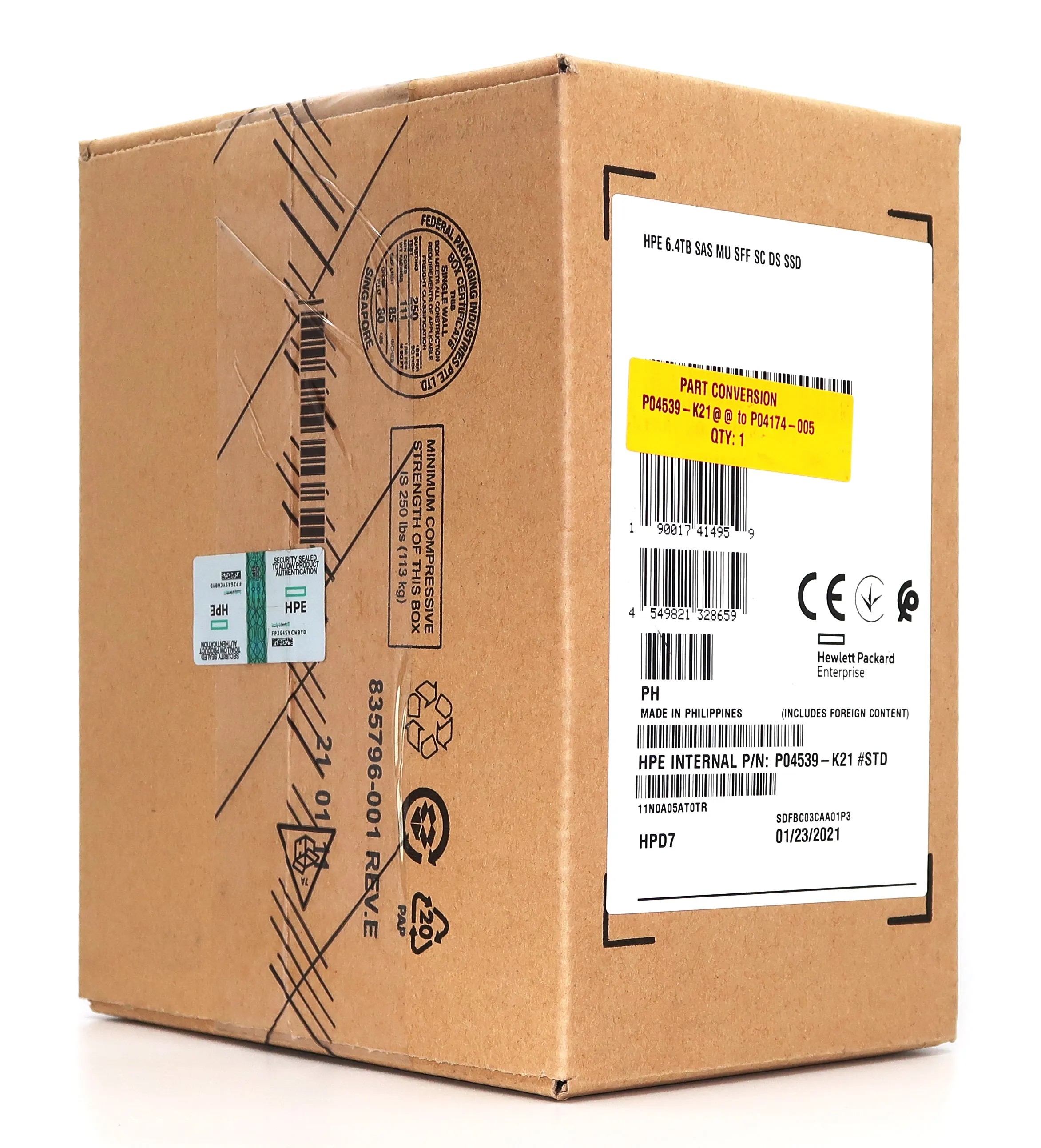 HPE Generation 8 P04539-K21 MO006400JWTD 6.4TB SAS 12Gb/s 3D TLC 3DWPD 2.5in Solid State Drive