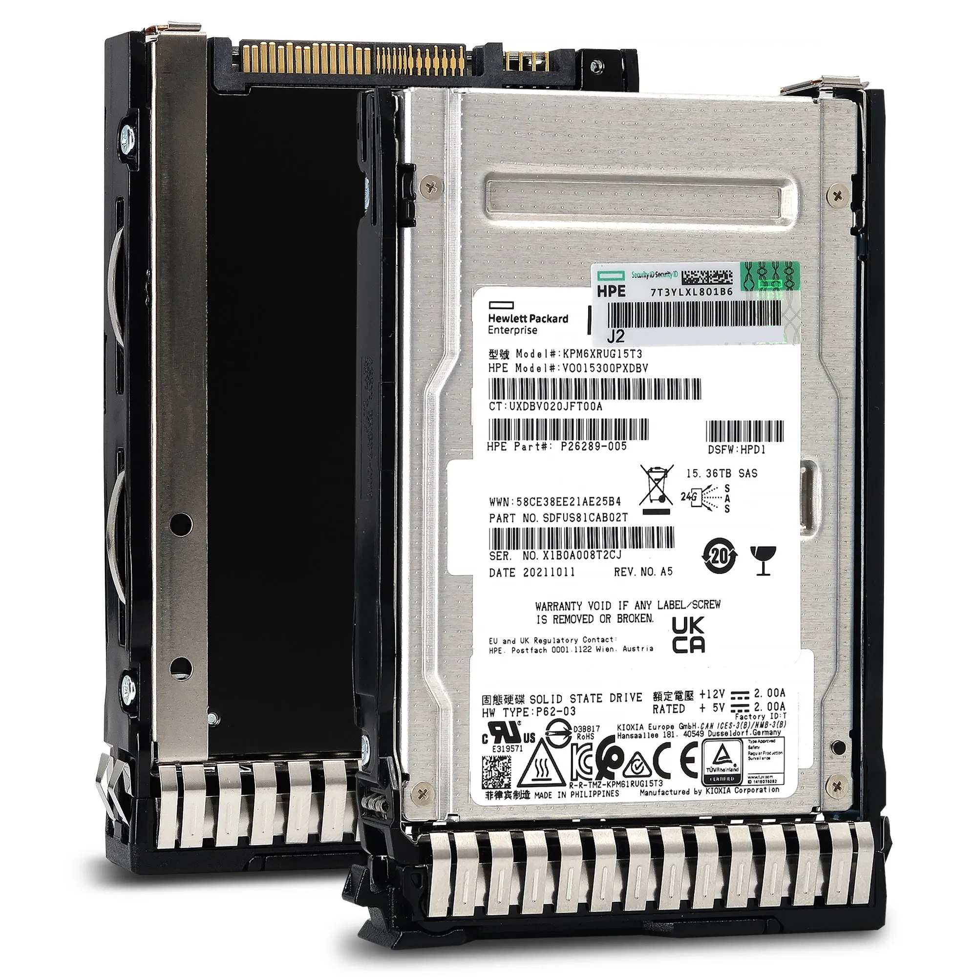 HPE PM6-R P26314-B21 KPM6XRUG15T3 15.36TB SAS 22.5Gb/s 3D TLC SIE 2.5in Solid State Drive