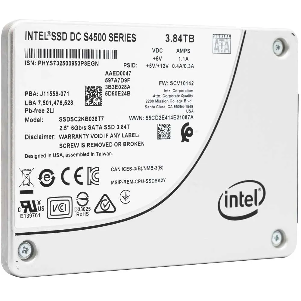 Intel DC S4500 SSDSC2KB038T701 3.84TB SATA 6Gb/s 2.5" Solid State Drive