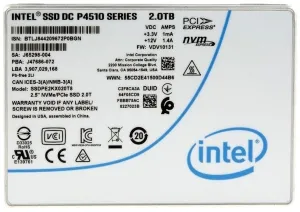 Intel P4510 SSDPE2KX020T801 2TB PCIe Gen 3.1 x4 4GB/s U.2 NVMe 2.5in Recertified Solid State Drive