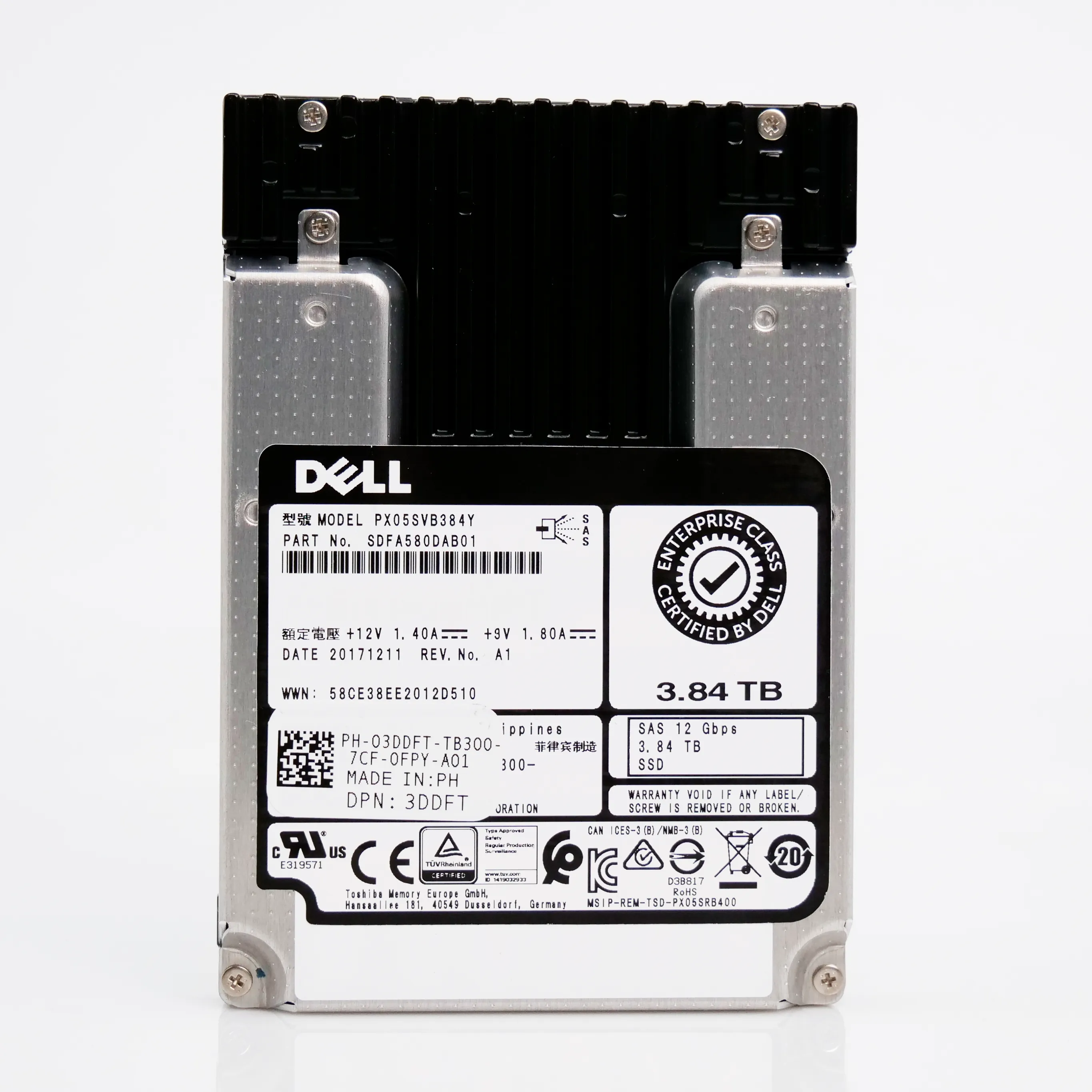 Kioxia Enterprise SSD PX05SVB384Y 3.84TB 3 DWPD SAS-3 12Gb/s MLC 2.5in Solid State Drive