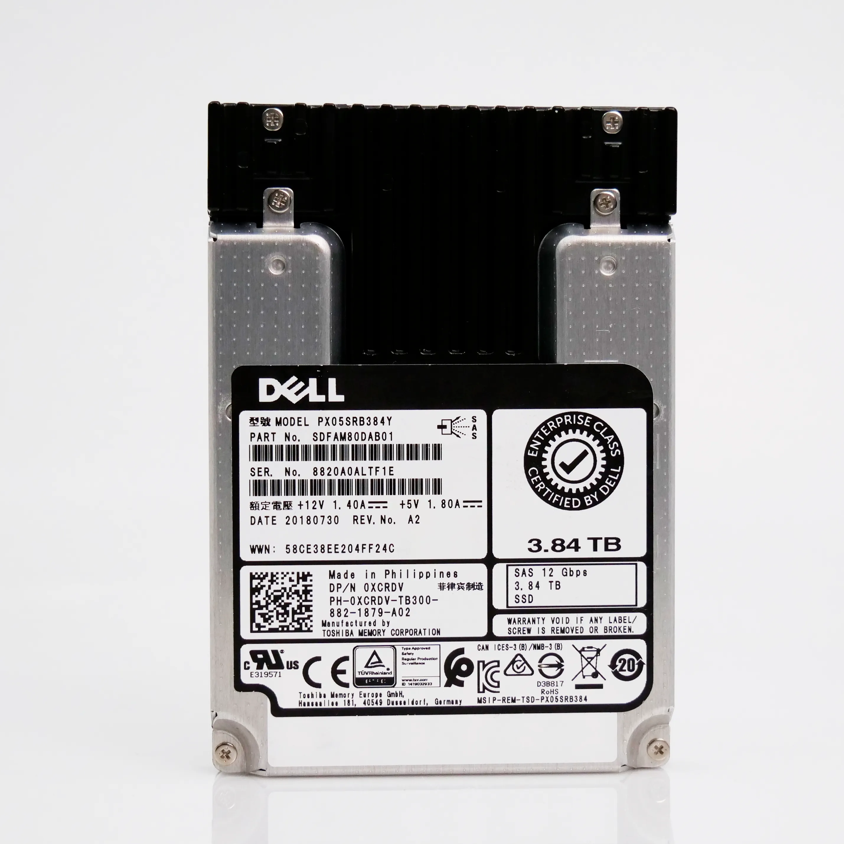 Kioxia PX05SRB384Y 3.84TB 1 DWPD SAS-3 12Gb/s Read Intensive MLC 2.5in Refurbished SSD