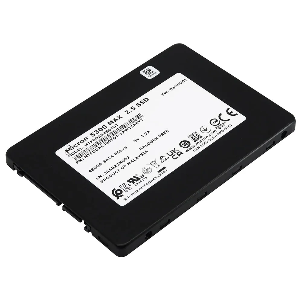 Micron 5300 MAX MTFDDAK480TDT-1AW1ZAB 480GB SATA 6Gb/s 2.5in Recertified Solid State Drive