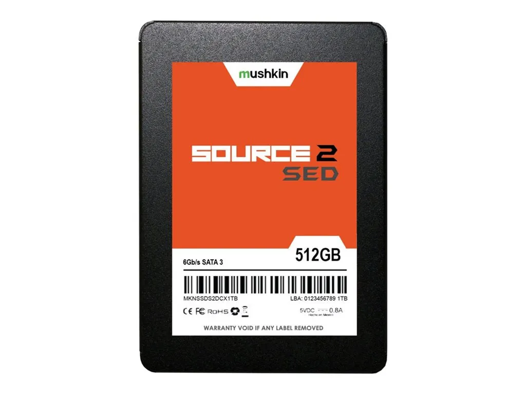 Mushkin Source 2 SED - SSD - encrypted - 512 GB - internal - 2.5 - SATA 6Gb/s - 256-bit AES - Self-Encrypting Drive (SED) MKNSSDSE512GB