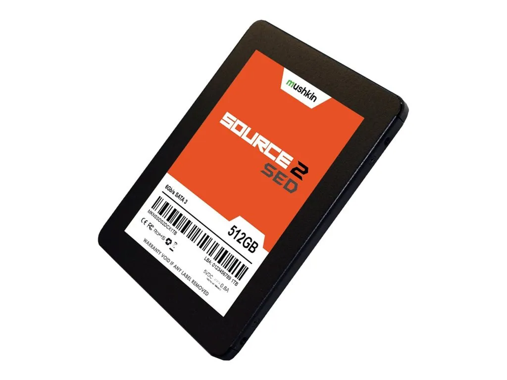 Mushkin Source 2 SED - SSD - encrypted - 512 GB - internal - 2.5 - SATA 6Gb/s - 256-bit AES - Self-Encrypting Drive (SED) MKNSSDSE512GB