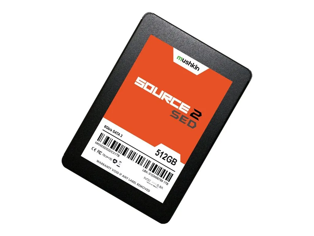 Mushkin Source 2 SED - SSD - encrypted - 512 GB - internal - 2.5 - SATA 6Gb/s - 256-bit AES - Self-Encrypting Drive (SED) MKNSSDSE512GB