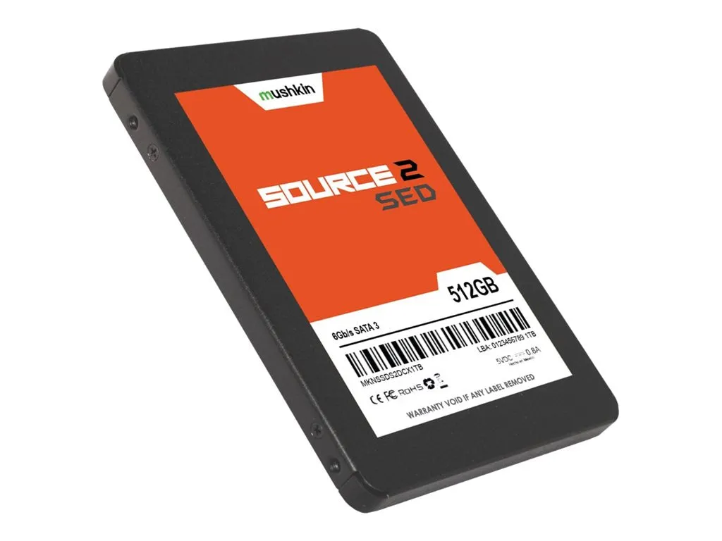 Mushkin Source 2 SED - SSD - encrypted - 512 GB - internal - 2.5 - SATA 6Gb/s - 256-bit AES - Self-Encrypting Drive (SED) MKNSSDSE512GB