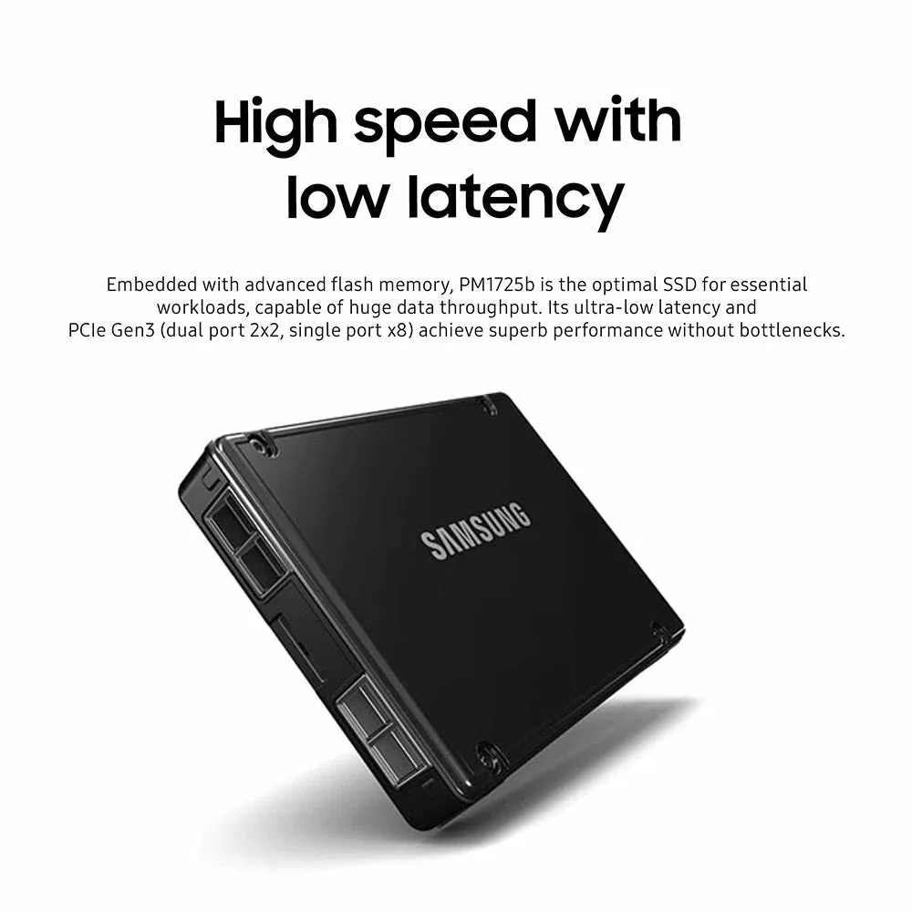 Samsung PM1725b MZWLL1T6HAJQ MZ-WLL1T6B 1.6TB PCIe Gen 3.0 x4 4GB/s 2.5" Dual Port Solid State Drive
