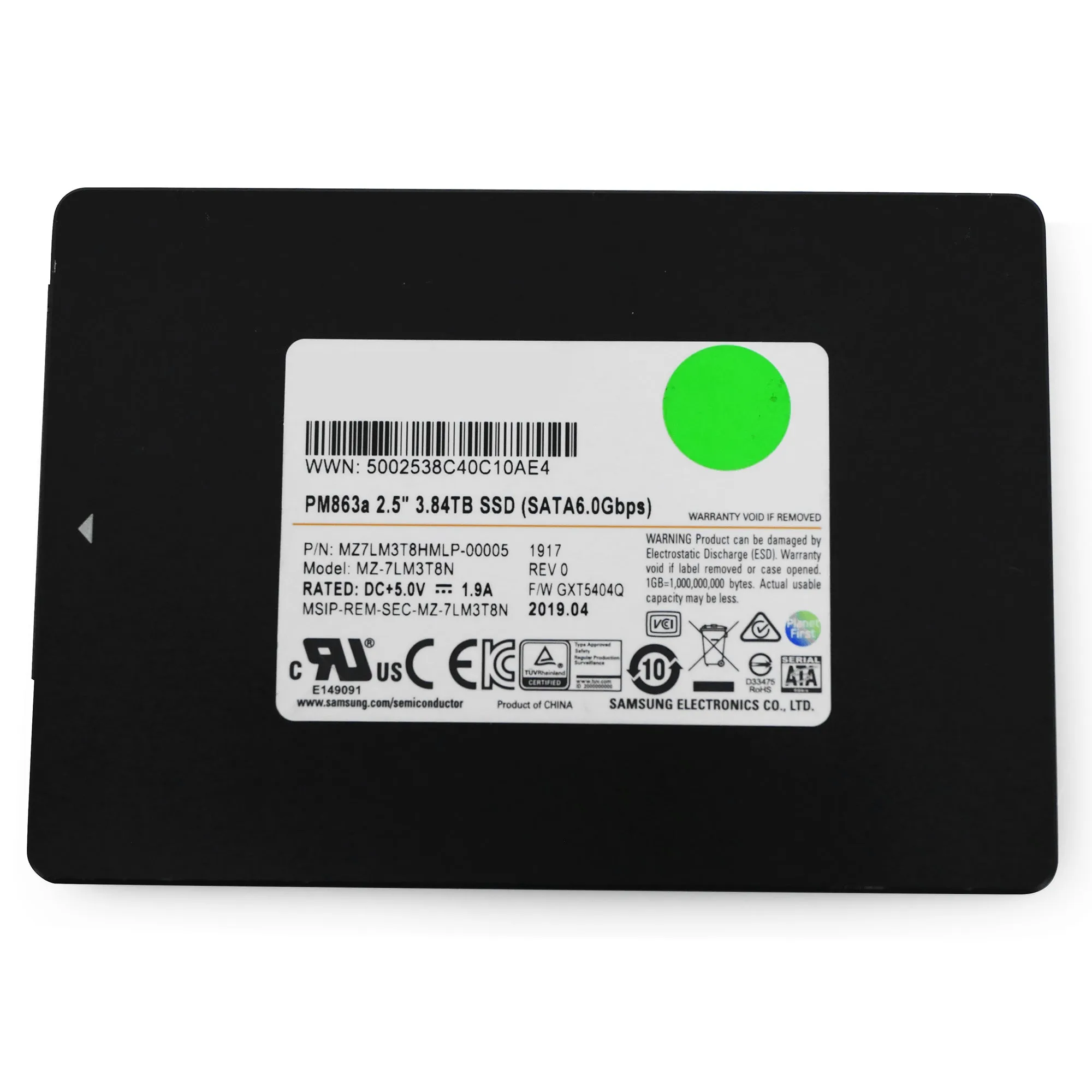 Samsung PM863a MZ-7LM3T8HMLP 3.84TB SATA 6Gb/s 2.5" SSD