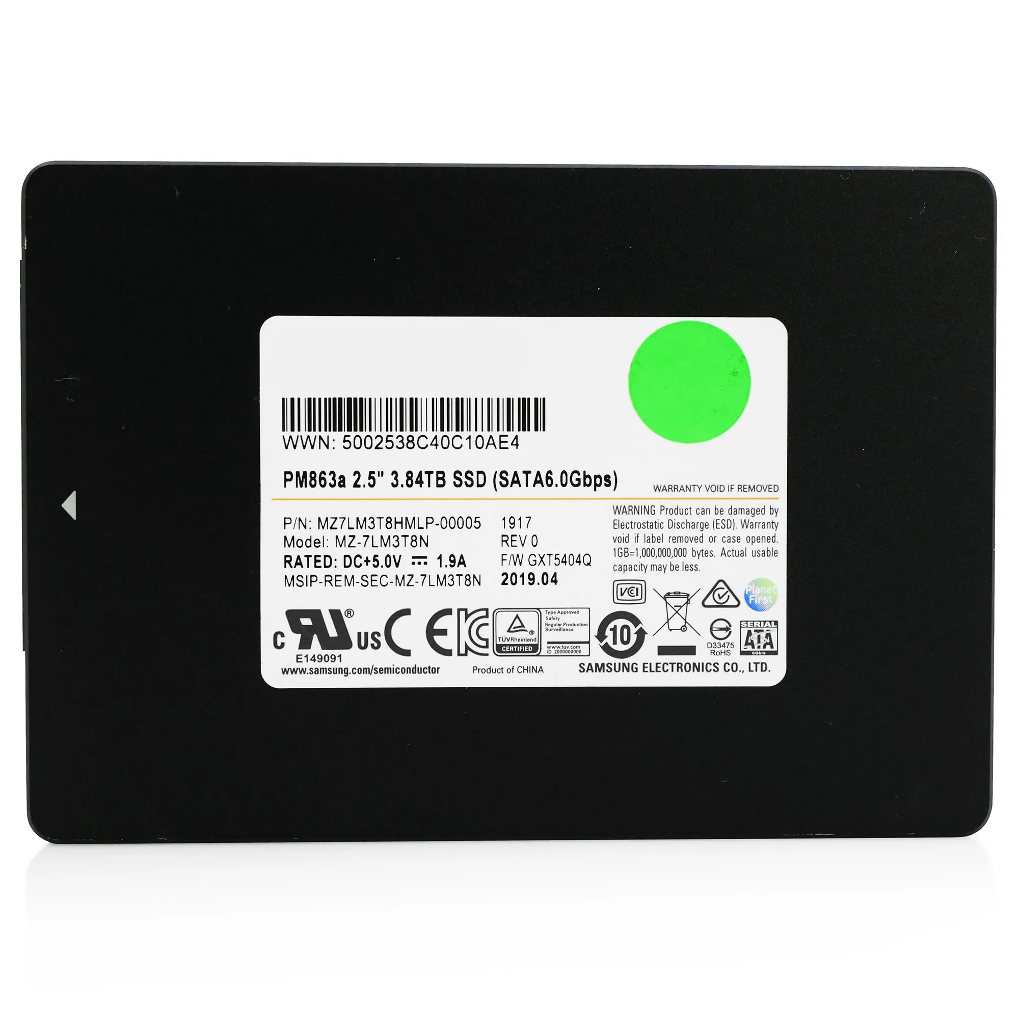 Samsung PM863a MZ-7LM3T8HMLP 3.84TB SATA 6Gb/s 2.5" SSD