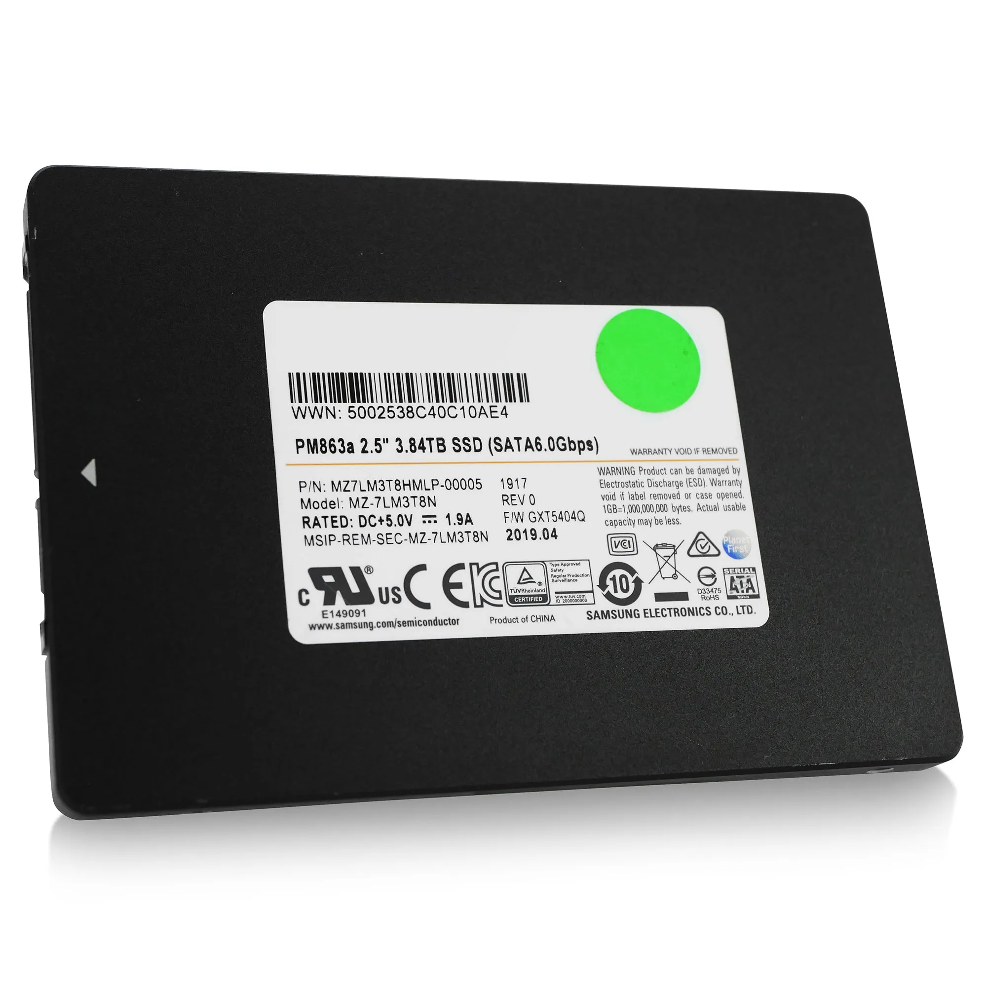 Samsung PM863a MZ-7LM3T8HMLP 3.84TB SATA 6Gb/s 2.5" SSD