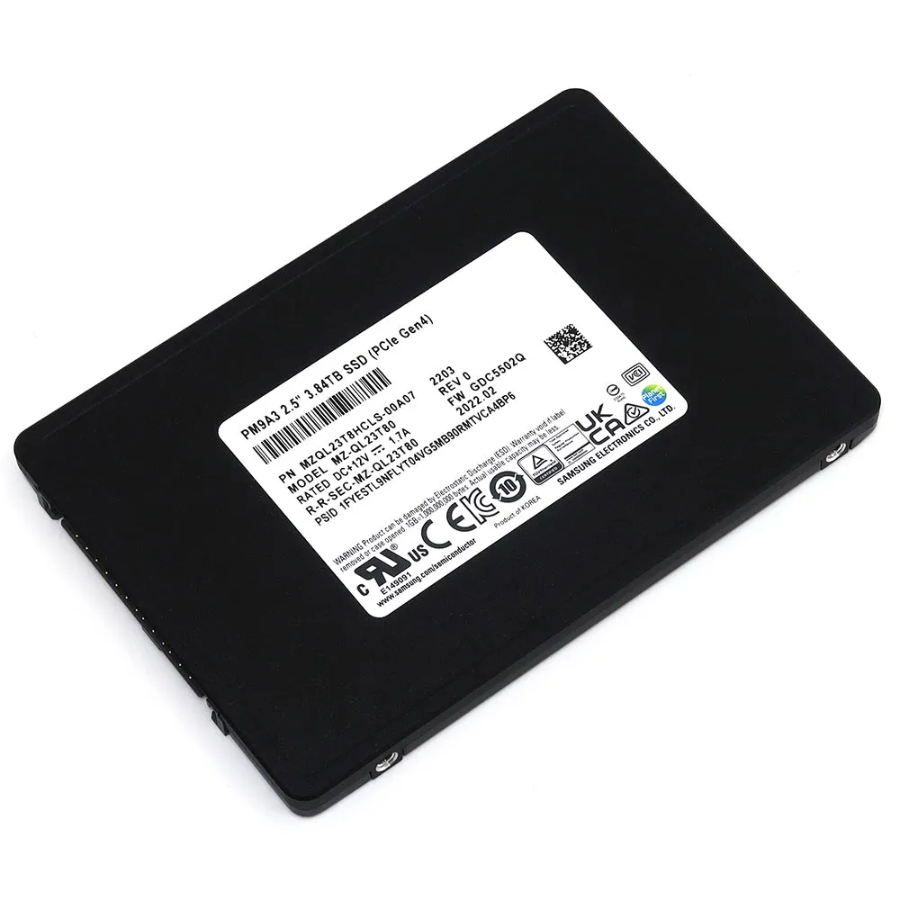Samsung PM9A3 MZ-QL23T80 MZQL23T8HCLS-00A07 3.84TB PCIe Gen 4.0 x4 8GB/s Read Intensive 2.5in Solid State Drive