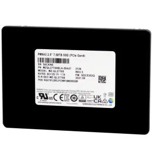 Samsung PM9A3 MZ-QL27T60 MZQL27T6HBLA-00A07 7.68TB PCIe Gen 4.0 x4 8GB/s U.2 NVMe 2.5in Recertified Solid State Drive