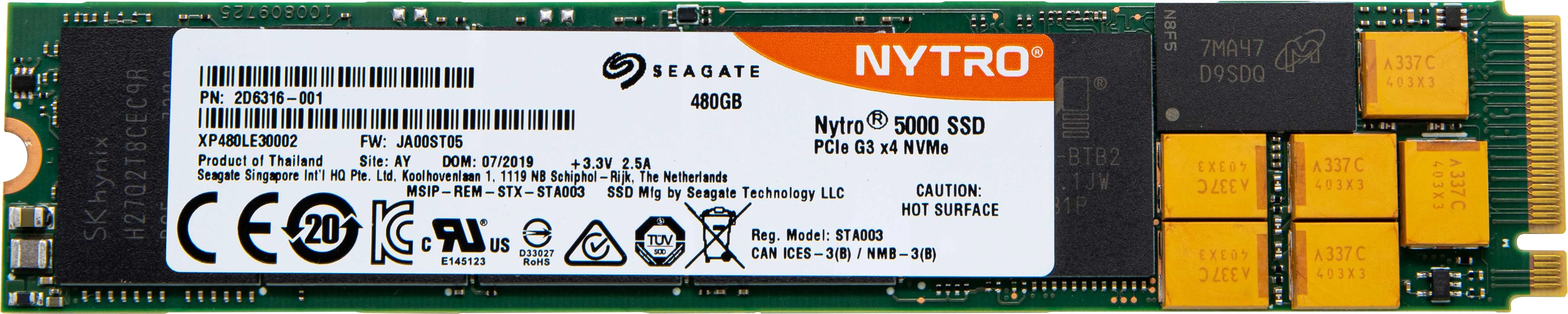 Seagate Nytro 5000 XP480LE30002 480GB PCIe Gen 3.0 x4 4GB/s M.2 Solid State Drive