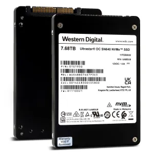 Western Digital Ultrastar DC SN640 WUS4BB076D7P3E3 0TS1930 7.68TB PCIe Gen3.1 x4 4GB/s U.2 NVMe 3D TLC 2.5in Solid State Drive