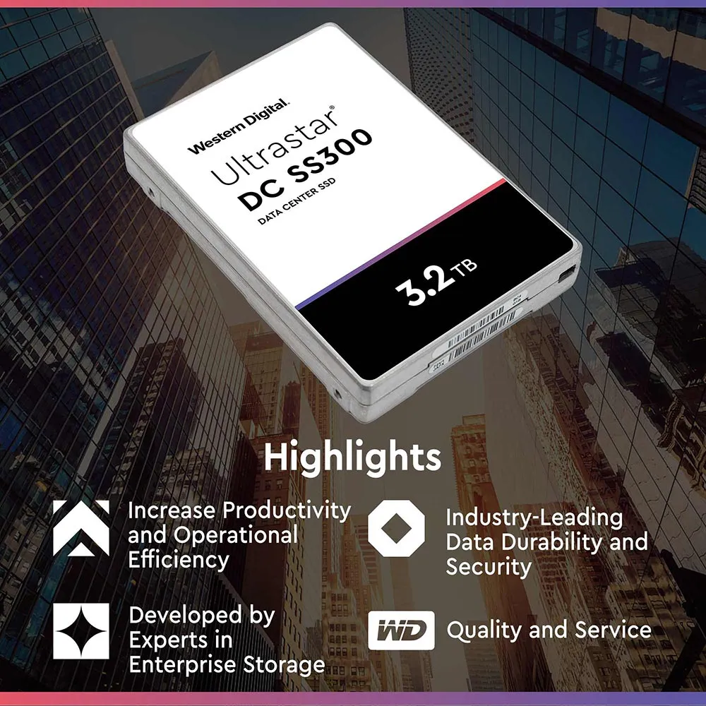 Western Digital Ultrastar DC SS300 HUSMR3232ASS205 JFCC7 3.2TB SAS 12Gb/s 3D MLC TCG-FIPS 2.5in Solid State Drive