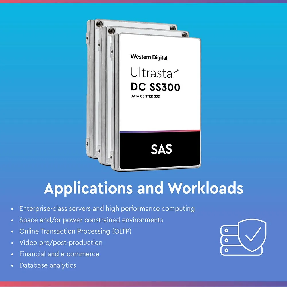 Western Digital Ultrastar DC SS300 HUSTR7676ASS200 7.68TB SAS 12Gb/s Read Intensive ISE 2.5in Solid State Drive