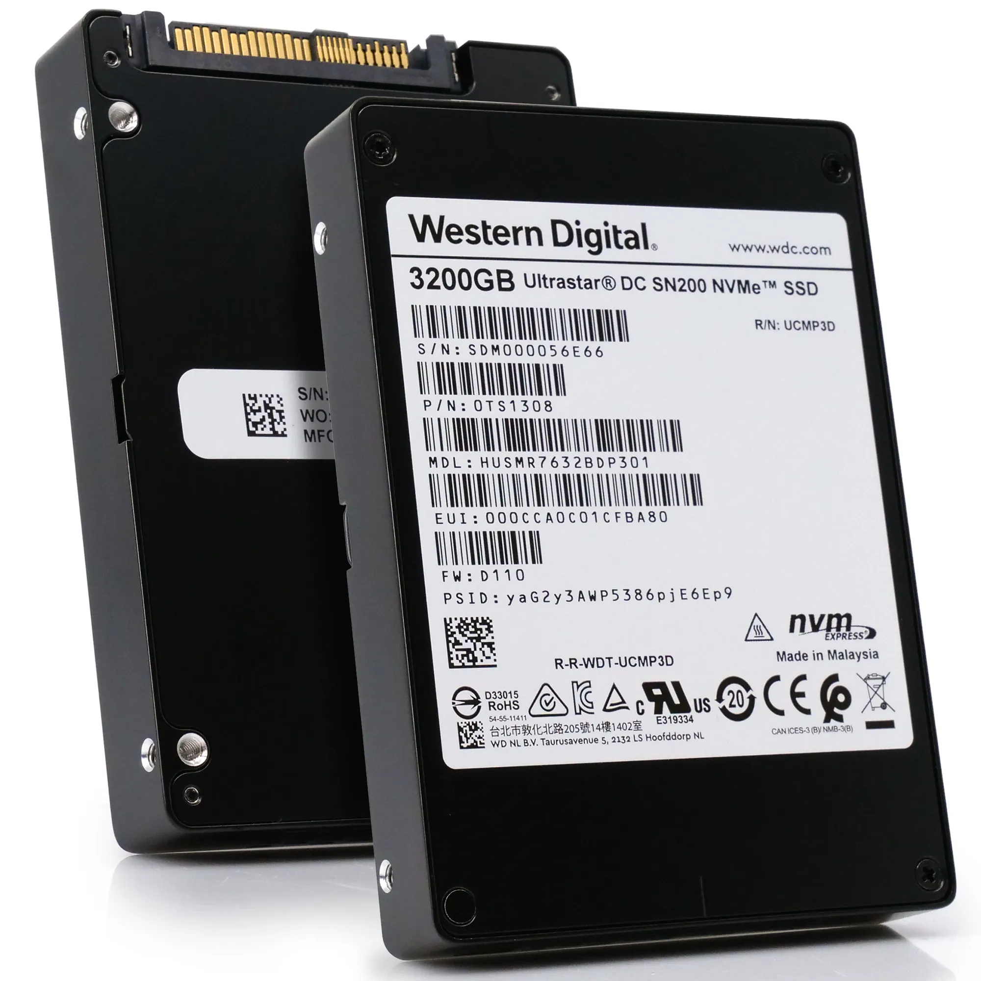 Western Digital/HGST Ultrastar DC SN200 HUSMR7632BDP301 3.2TB PCIe Gen 3.0 x4 4GB/s NVMe 2.5in Recertified Solid State Drive