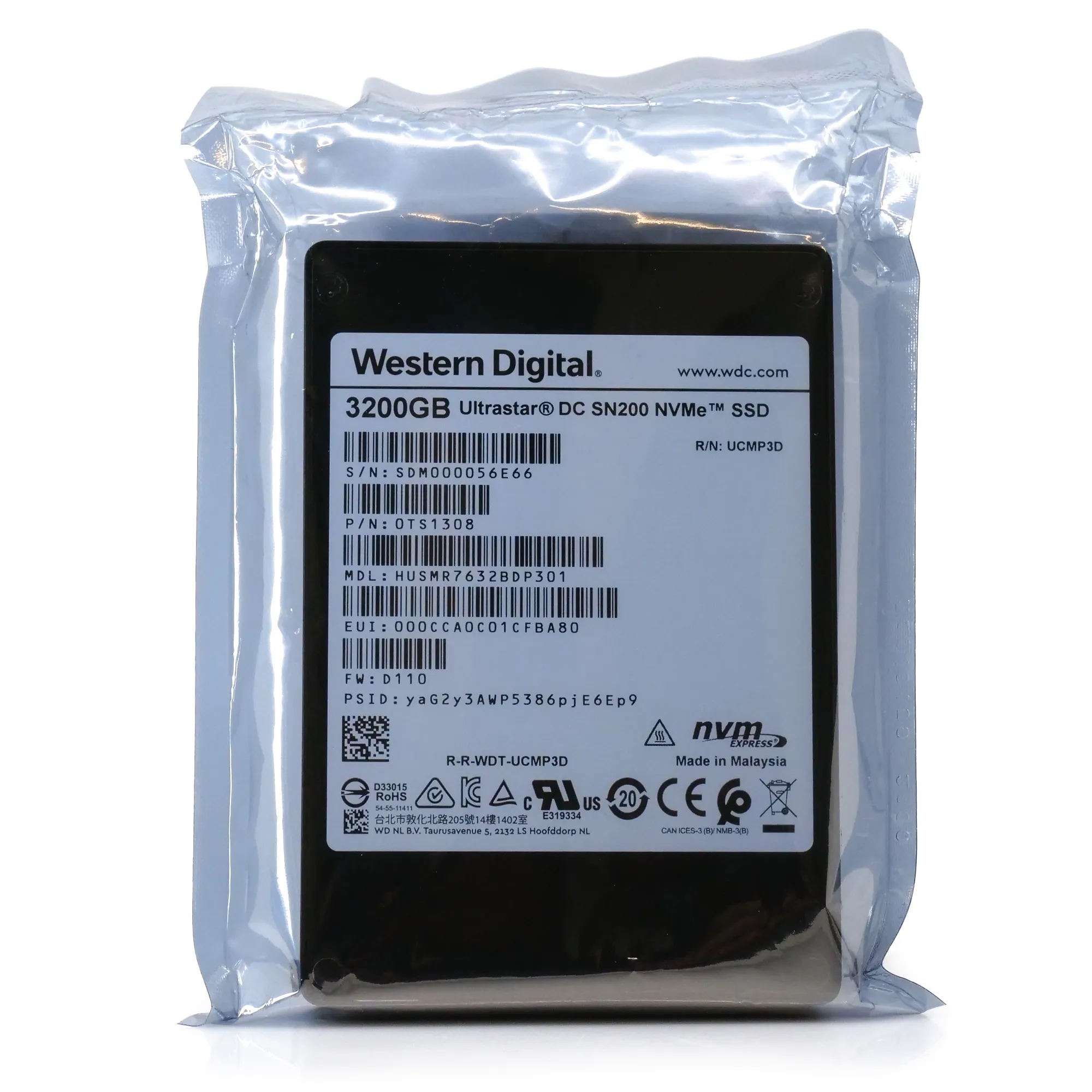 Western Digital/HGST Ultrastar DC SN200 HUSMR7632BDP301 3.2TB PCIe Gen 3.0 x4 4GB/s NVMe 2.5in Recertified Solid State Drive