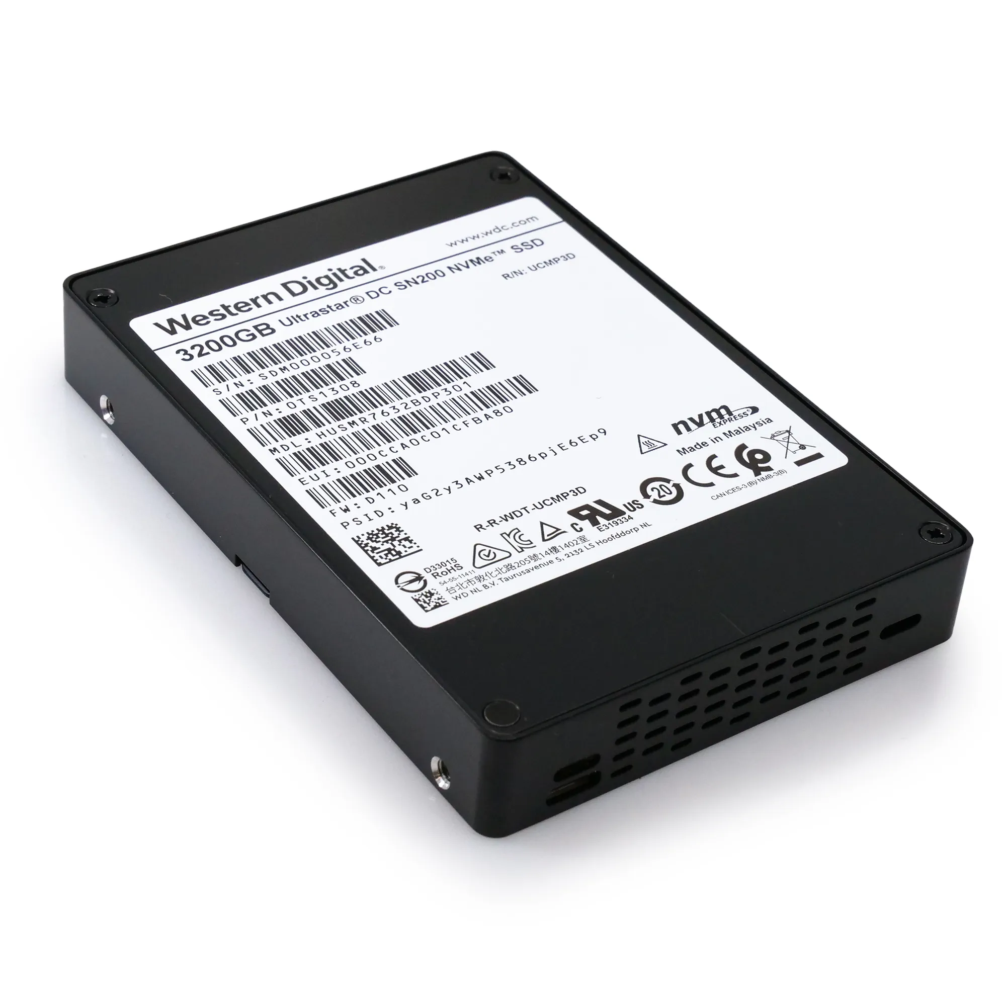 Western Digital/HGST Ultrastar DC SN200 HUSMR7632BDP301 3.2TB PCIe Gen 3.0 x4 4GB/s NVMe 2.5in Recertified Solid State Drive